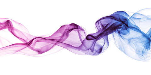 Wave of blue and purple smoke on white or transparent background. design element. gradient. colored smoke. smooth.