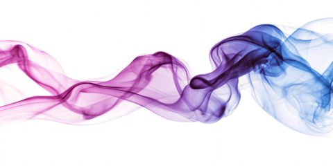 Wave of blue and purple smoke on white or transparent background. design element. gradient. colored smoke. smooth.