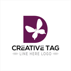 Butterfly D Creative letter logo design icon