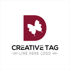 Butterfly D Creative letter logo design icon