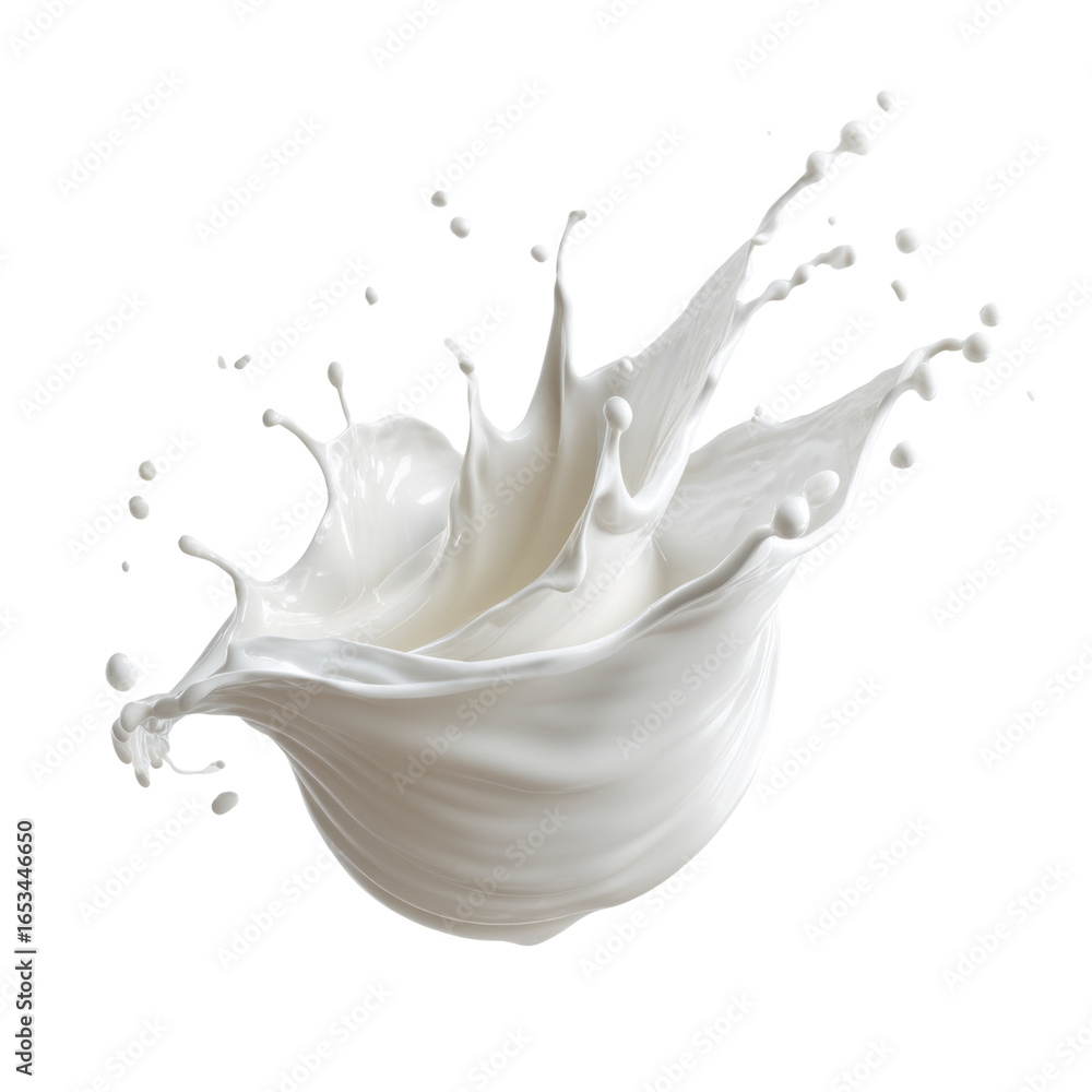 Poster dynamic splash of white liquid creates artistic and energetic visual. fluid motion captures essence 