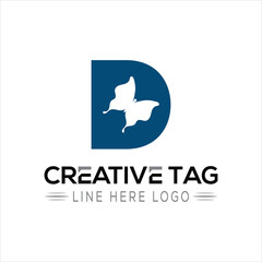 Butterfly D Creative letter logo design icon