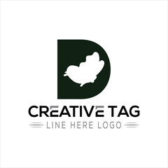 Butterfly D Creative letter logo design icon