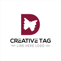 Butterfly D Creative letter logo design icon
