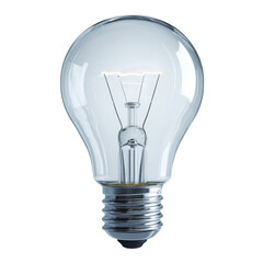 clear light bulb with shiny metal base, showcasing its filament design, symbolizes innovation and brightness. This captures essence of illumination and creativity