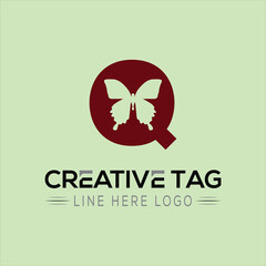 Butterfly Q Creative letter logo design icon