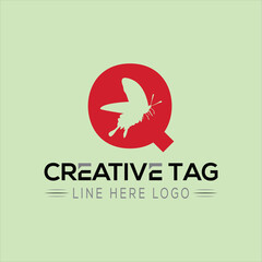 Butterfly Q Creative letter logo design icon