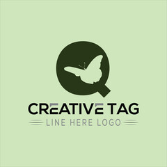 Butterfly Q Creative letter logo design icon