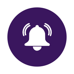 White bell icon ringing isolated on transparent background