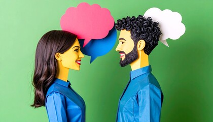 Colorful figures in conversation