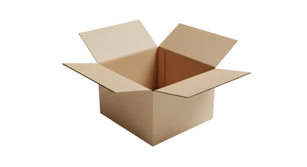 Cardboard shipping box with packing tape on white background