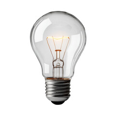 glowing light bulb with clear glass design and visible filament, symbolizing innovation and creativity