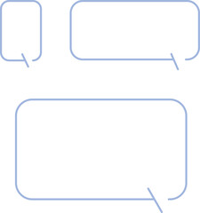 This image shows three simple, minimalist speech bubble shapes. Simple, clean, and modern set of graphical elements, possibly for use in a presentation.   Blue.
