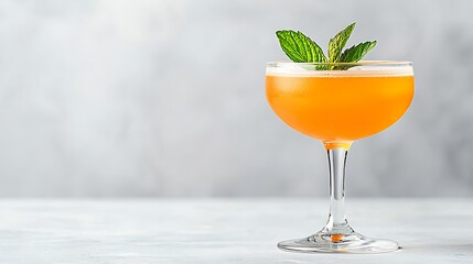 Refreshing orange cocktail garnished with fresh mint leaves