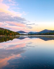 Fototapeta premium Calm lake sunrise reflections