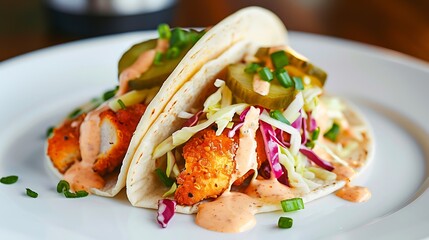 Delicious lobster tacos with creamy sauce and fresh toppings