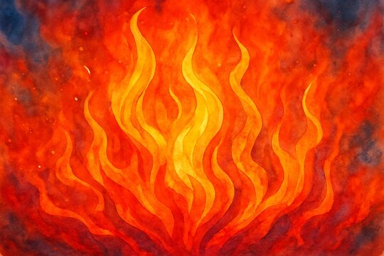 Vibrant watercolor flames in fiery red and orange shades painting. concept of passion, energy, intensity - Powered by Adobe