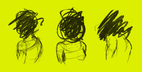 Abstract Illustration of Two Distressed Figures Facing Away. Troubled Relationship