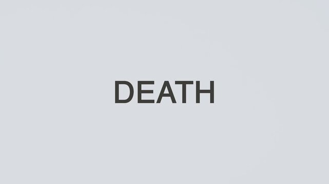 Death word diagnosed with a stethoscope held in hand on a white background, illustrating end-of-life concept, medical assessment, healthcare context, and awareness of mortality