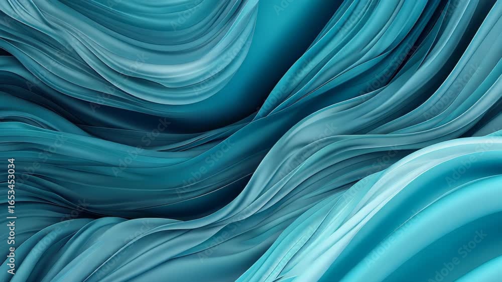 Poster abstract turquoise flow: captivating the eye with its fluid lines and depth, this abstract image of 