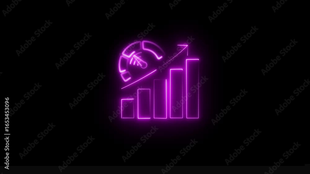 Aufkleber abstract neon network performance icon animation . symbol, monitor, icon animation video on black ba