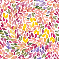 Watercolor Leaves Seamless Pattern, Organic Autumn Foliage Repeat, Hand-painted Leaf Fabric, Gentle Nature Inspired Design, Artistic Fall Print