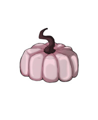 Bright cartoon pumpkin in powder pink color