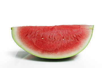 Fresh juicy ripe seedless watermelon on white background