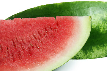 Fresh juicy ripe seedless watermelon on white background