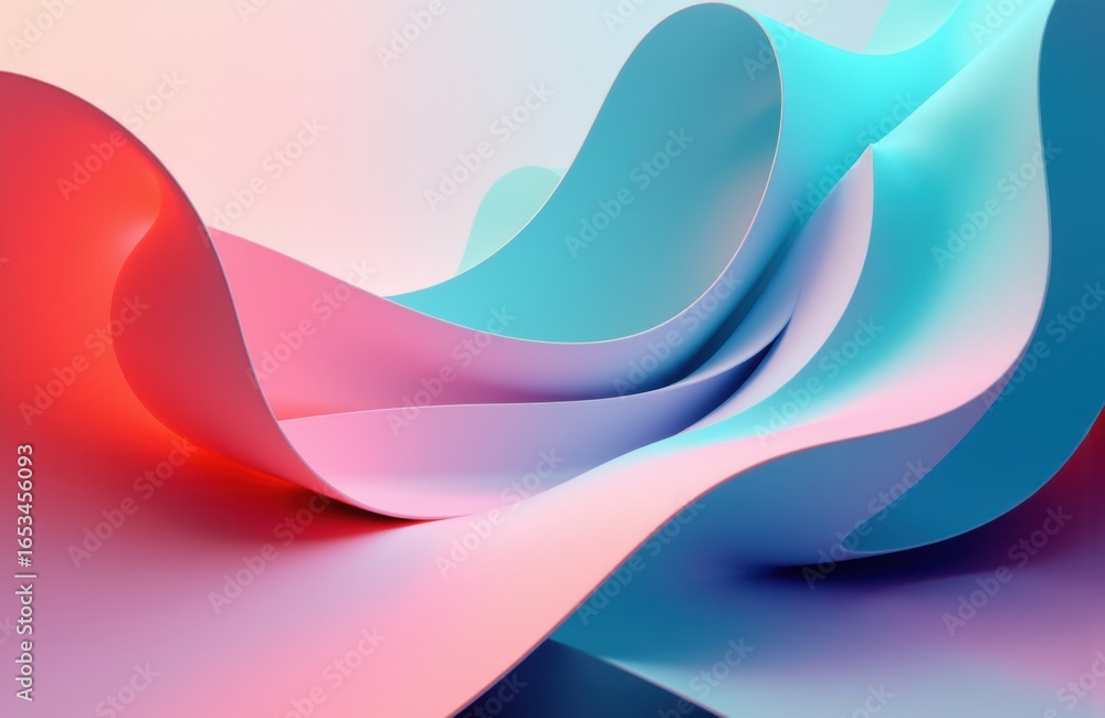 Poster colorful abstract waves with smooth curves and vibrant pastel shades creating a dynamic flow