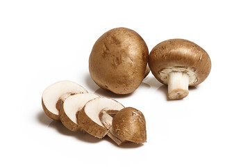 Baby Bella Mushrooms isolated on white background