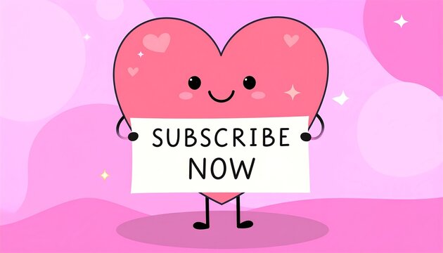 Cute heart graphic with a subscribe now message - Powered by Adobe