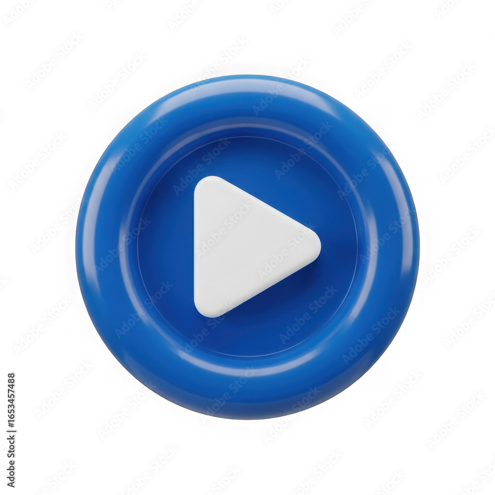 Aufkleber glossy blue circular play button icon with white triangle symbol isolated on transparent background