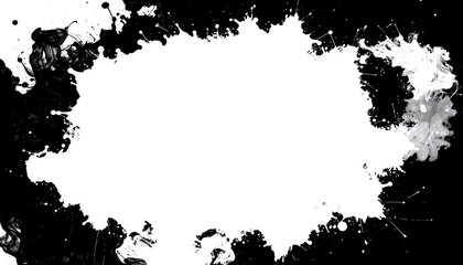 Abstract ink splatter, white on black