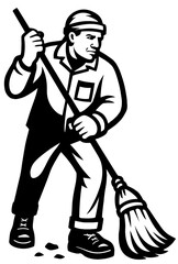 Vector illustration of a street cleaner at work Generative AI