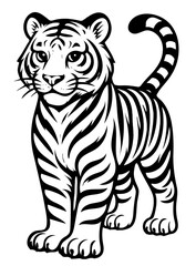 Realistic tiger illustration in black and white vector Generative AI