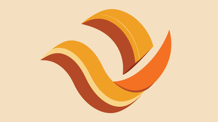 Obraz premium Abstract Swirling Ribbon Shapes in Orange and Yellow on Cream transparency background flowing