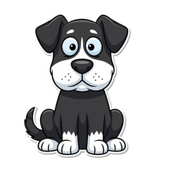 Cute cartoon dog sitting with a surprised expression, a playful and friendly pet illustration isolated on white background