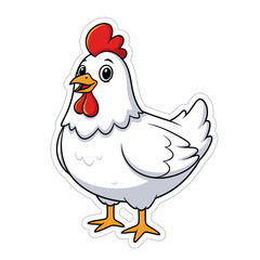 Cartoon chicken isolated on white background, a cute and funny farm animal illustration with a cheerful and comic style, perfect for childrens designs and farmyard themes