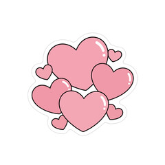 Pink hearts isolated on white background, a cute and romantic illustration perfect for valentines day, weddings, or any occasion celebrating love and affection