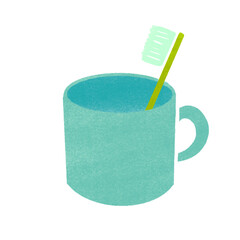スタンプ風の歯磨きセットのイラスト