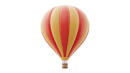 Fototapeta premium Vibrant hot air balloon with wicker basket ascends into the sky, offering adventure and freedom.