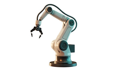 Advanced robotic arm precisely manipulating objects in a futuristic industrial setting