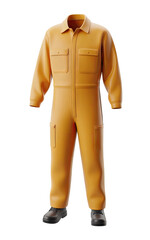 Durable orange work uniform and boots ready for industrial tasks and safety applications