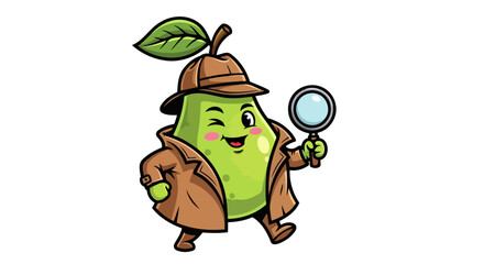 adorable detective pear transparent background clipart for design