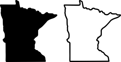 Minnesota state border map outline and silhouette vector graphic isolated image	 icon