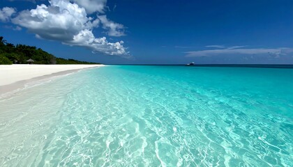 Pristine beach meets vibrant turquoise water