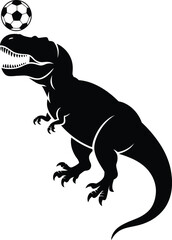 Obraz premium Dinosaur Playing Soccer Silhouette Vector