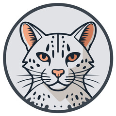 Snow Leopard Head Portrait Illustration in Circle Shape Isolated Icon