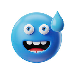 Fototapeta premium Feeling stressed but smiling through it all, a blue emoji with a sweat drop captures relatable daily pressure.